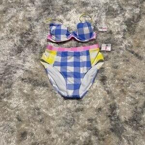 Crown & Ivy Blue and white swimsuit